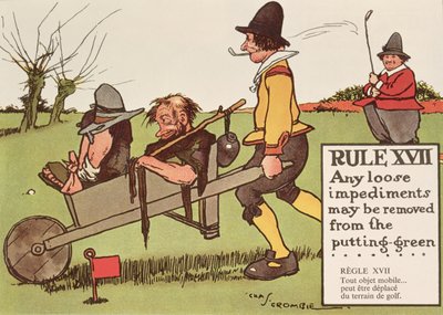 Regel XVII: Alle losse obstakels mogen worden verwijderd van de putting-green, uit 